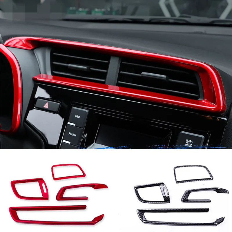 Car carbon fiber Sticker Air outlet Vent decoration frame Trim For Honda FIT JAZZ GK5 3rd 2014 2015 2016 2017 2018 LHD C1440 | Автомобили