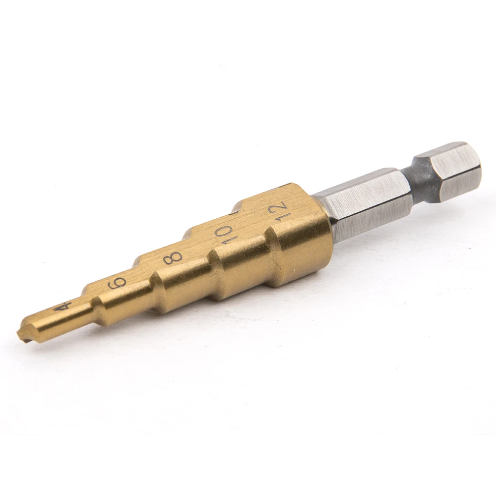 3pcs HSS Steel Titanium Step Drill Bits 3-12mm 4-12mm 4-20mm Step Cone Cutting Tools Steel Woodworking Wood Metal Drilling Set 3pcs HSS Steel Titanium Step Drill Bits 3-12mm 4-12mm 4-20mm Step Cone Cutting Tools Steel Woodworking Wood Metal Drilling Set
