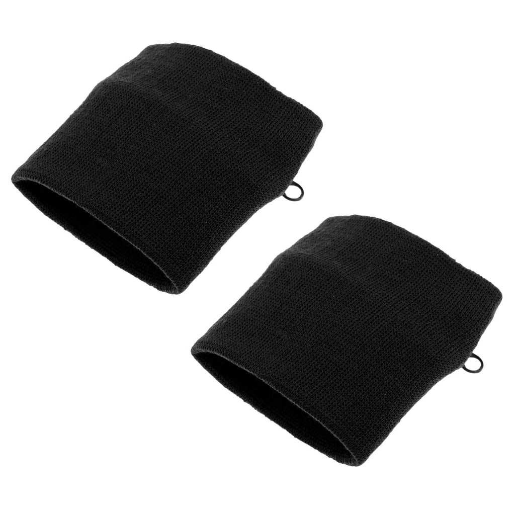 2Pcs Sports Cycling Running Sweat Bands Arm Wrist Wallet with Zipper Pocket - Black