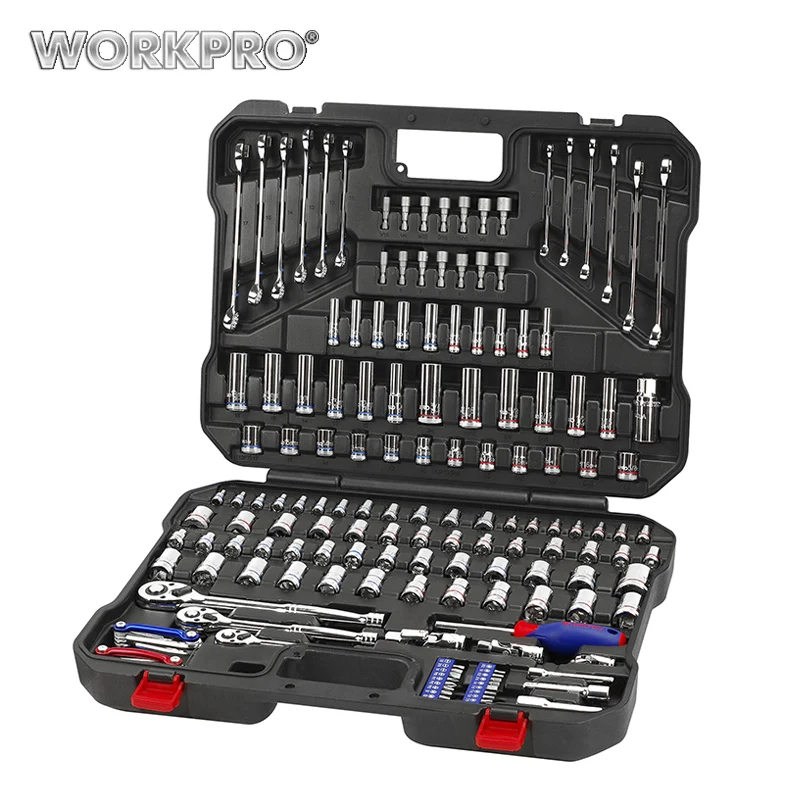 WORKPRO 164 шт Набор торцевых головок набор механических инструментов Инструменты для ремонта автомобиля гаечные ключи и отвертки трещотка комбинированные наборы инструментов шестигранный ключ