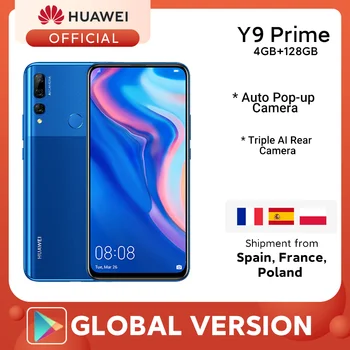 Перейти на Алиэкспресс и купить Оригинальный huawei Y9 Prime 2019 смартфон AI Тройная задняя камера s глобальная Версия Мобильный телефон 4G 128G авто всплывающая фронтальная камера 6,59...