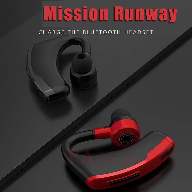 FANGTUOSI High quality Business Wireless Bluetooth Earphone Handsfree Headset With Mic Noise Cancelling Ear-hook Earphones