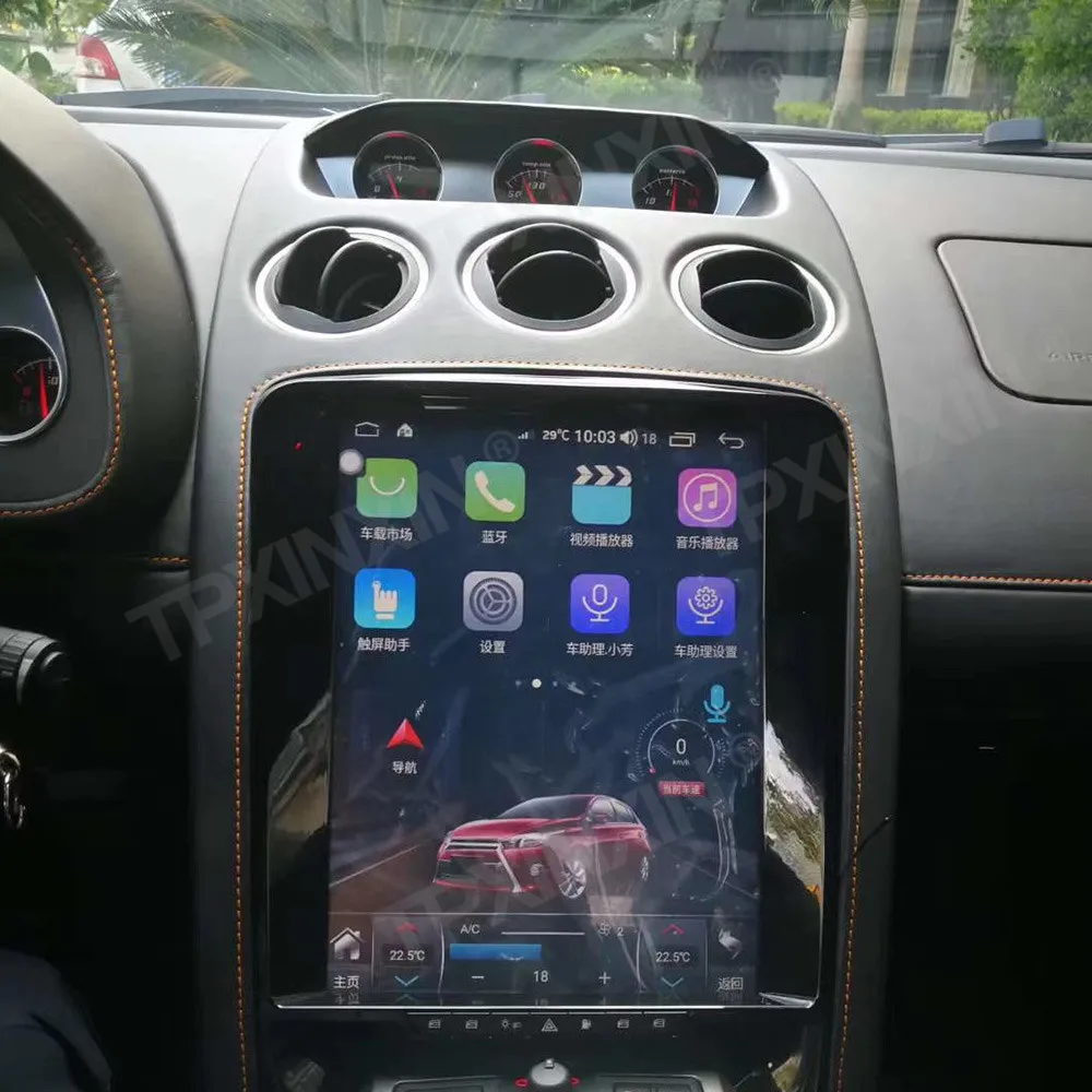 Autoradio Android 10.0, Navigation Gps, Lecteur Multimédia, Enregistreur, Stéréo, Unité Centrale, Tesla, Pour Voiture Lamborghini Gallaro, 128 + 6G