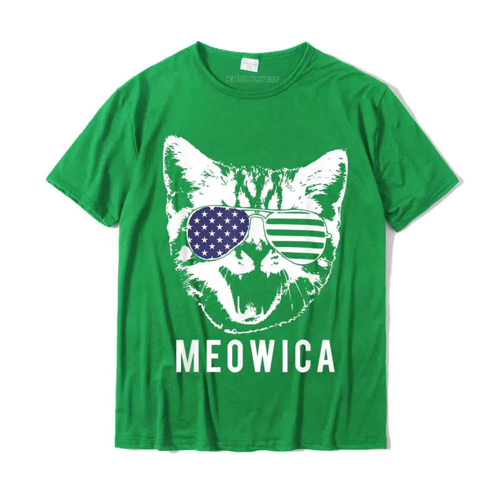 cosie Crazy Crew Neck T Shirt Summer Tops Shirts Short Sleeve for Men Newest Pure Cotton Design Top T-shirts Wholesale Meowica  Funny Patriotic Cat 4th of July T-shirt__MZ14870 green