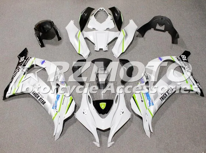 4 подарки ABS литья под давлением полный обтекатель комплект подходит для Kawasaki Ninja ZX-10R zx10r 16 17 кузов холодный белый серебристый