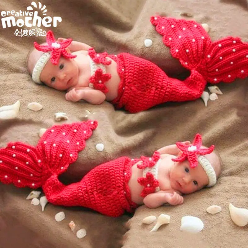 Newborn Baby Photography Props Clothing Mermaid Costume Sbaby Milestone Posing Clothing Backdrop Photo Studio Accessories 1