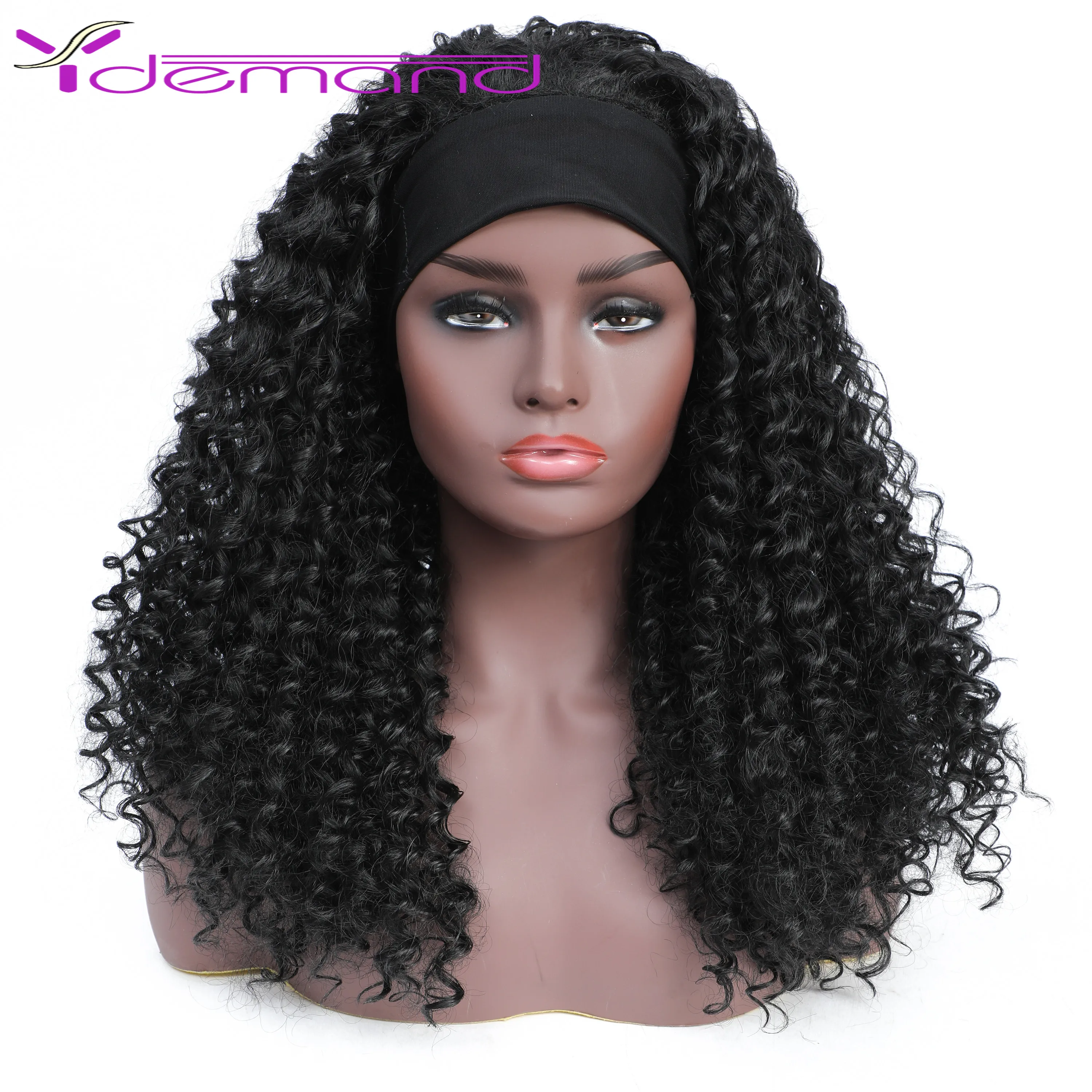 Y Demand Kinky Curly Wig 18inch Long Synthetic Hair Wig For Negro Women Kinky Curly Headband Wig Affordable Natural Hair Wig