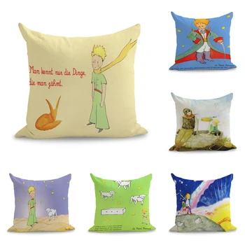 

Little Prince Quotes Cartoon Pillows Linen Couch Seat Cushion Throw Pillow Home Decor Gift