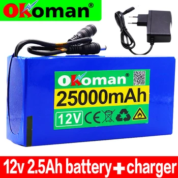 

100% 12v 25000mAh lithium-ion Rechargeable battery High Capacity 12.6v 25Ah AC Power Charger With charging indicator + charger