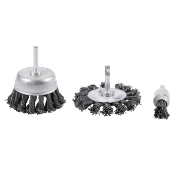 

3PCS 3 Inch Knotted Wire Wheel Cup Brush and Twist End Brush Set,1/4 Inch Shank for Drill,Perfect for Rust Removal, Corrosion an