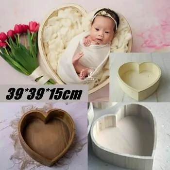 

Love Heart Wood Posing Baskets For Newborn Photography Props Baby Photo Shoot Accessories Photoshoot Filler Basket Fotografia