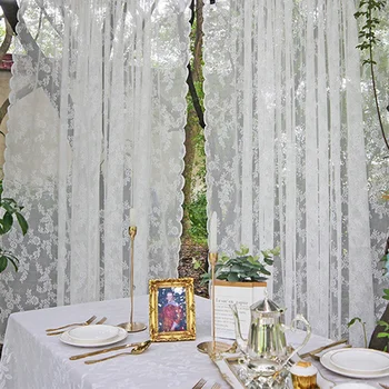

1 Pcs Lace Window Curtains Pastoral Style White Jacquard Living Room Bedroom Tulle Sheer Curtains Home Decor