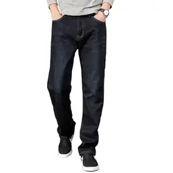 Цвет: синий, черный, зима 2019, плюс бархатные толстые джинсы мужские свободные прямые Стрейчевые деловые мужские джинсы больше размеров 30-42 44