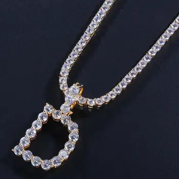 

Zircon Tennis Letters Necklaces & Pendant For Men/Women Gold Color Fashion Hip Hop Jewelry with 4mm Tennis Chain