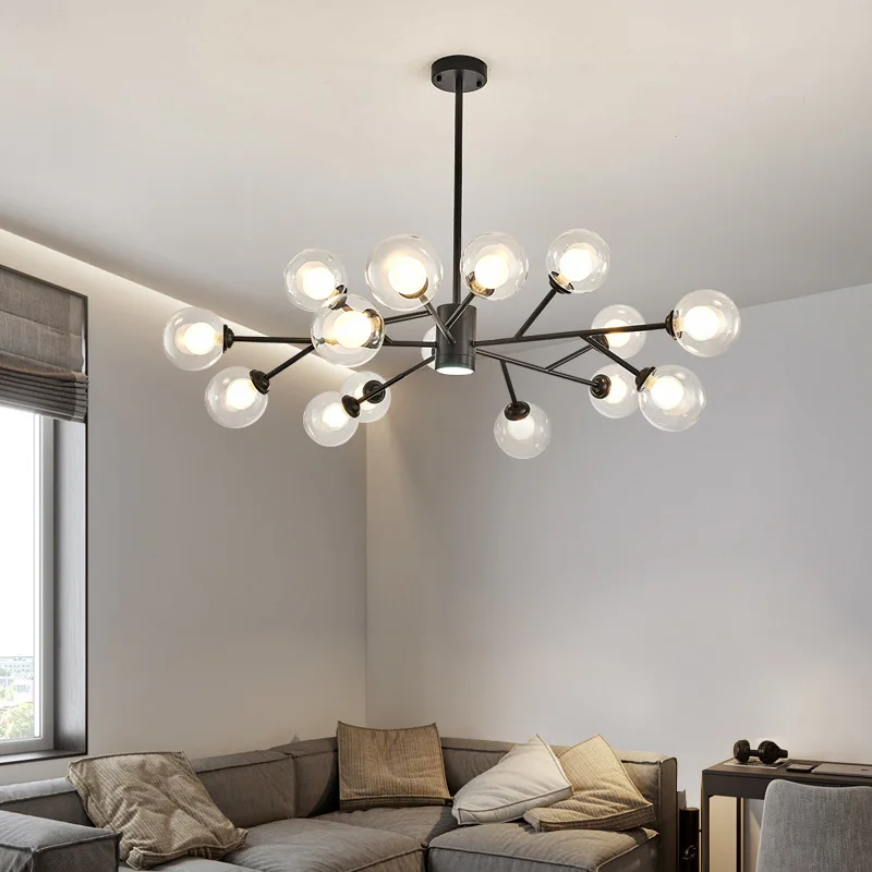 

Nordic Dining Room Bedroom Hanging Lamp Simple Living Room Glass Ball Led Chandeliers Creative Bedroom Home Suspended Luminaire