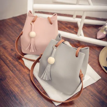 

Versatile Leisure Luxury New Fashion Women's Bucket Bag Tassels Handbags Crossbody Bag Shoudler Bags For Female Solid Color
