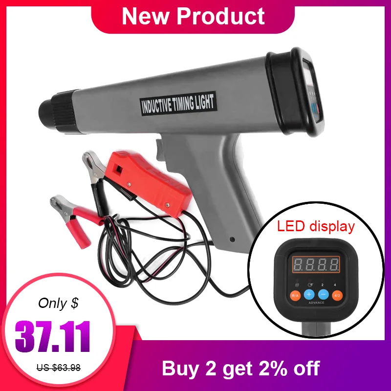 12 В Профессиональный Автомобильный цифровой светильник с датчиком времени, зажигание, стробоскоп, индуктивный светильник с датчиком времени, светодиодный дисплей