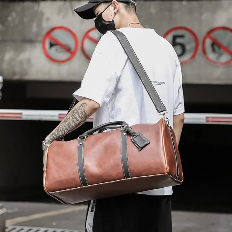 Bolsa De gimnasio De PU para hombre y bolso De mano marrón para Fitness, almacenamiento zapatos, bolso deportivo para deportes al aire libre, XA225D - AliExpress Mobile
