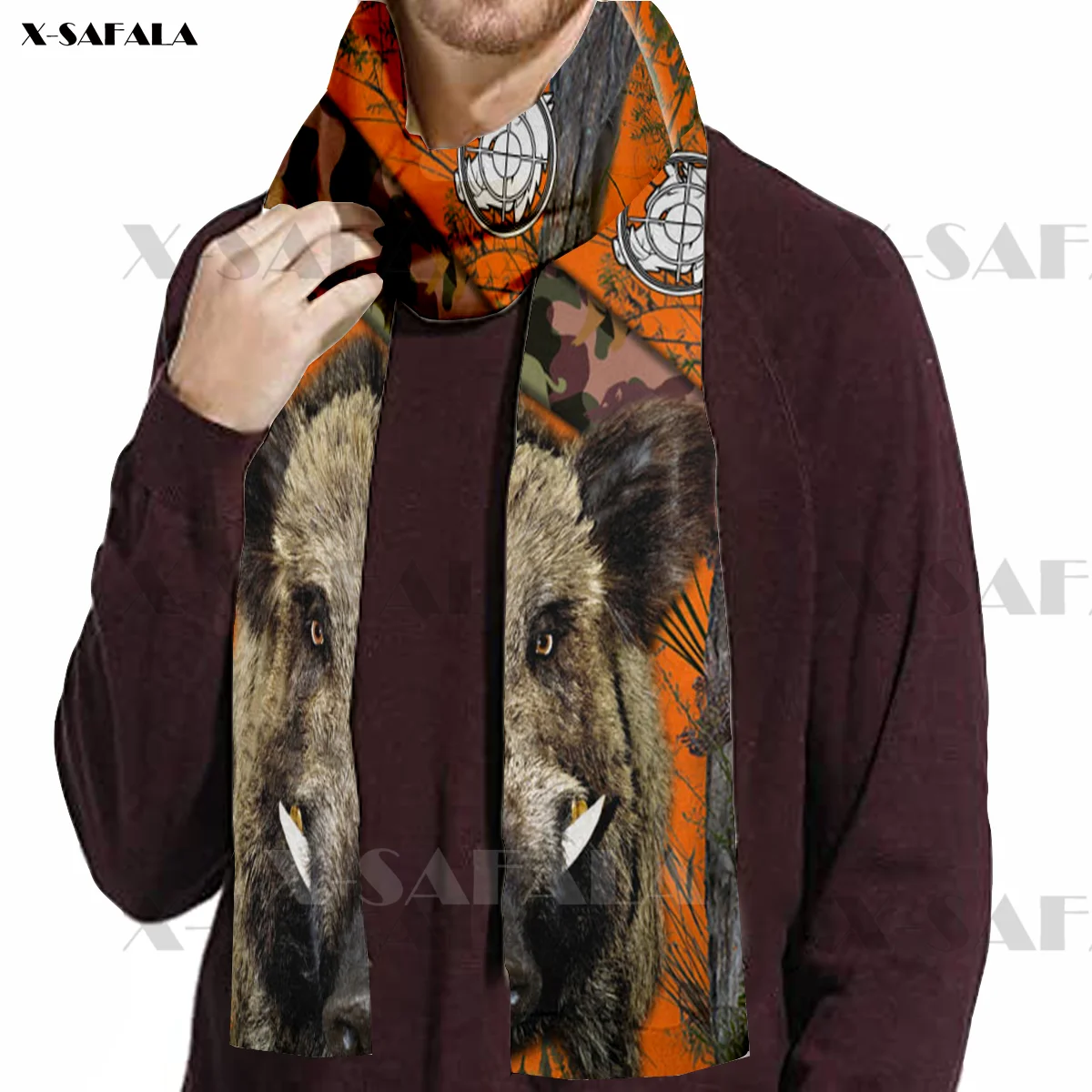 Wildboar Hunting Lover Accessories Long Scarves Shawl Soft Fleece Men's Gift For Hoodie mens infinity scarf