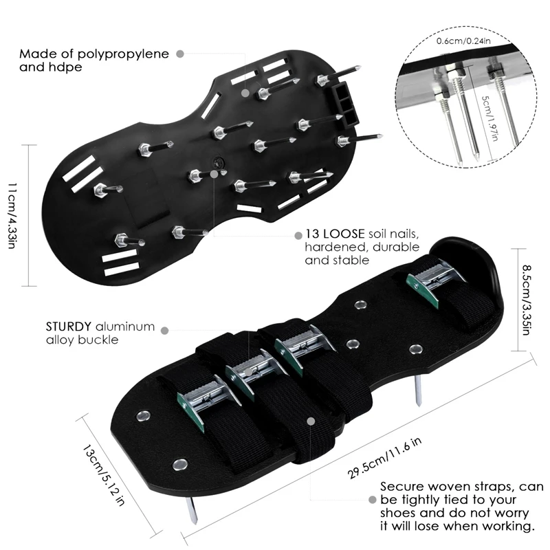 Садовый аэратор; сандалии; 1 пара; 3 ремешка; Прочная удобная обувь с шипами для садоводства и прогулок; садовый рыхлитель