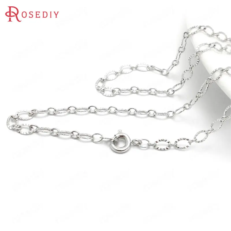 

(37891)2PCS 45CM Platinum Color Copper with Round Spring Clasps Finished Necklace Chains Diy Jewelry Findings Accessories