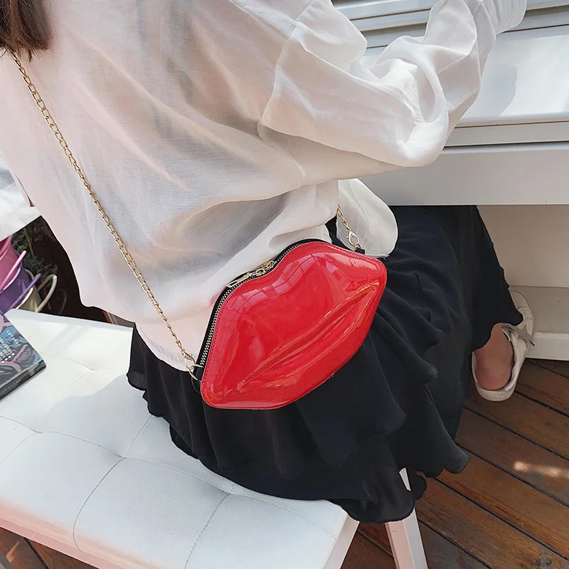 

Small Bag Women's 2019 New Style Clutch Bag Women's Korean-style Candy-Colored Lips Cool Small CK Chain Crossbody Bag