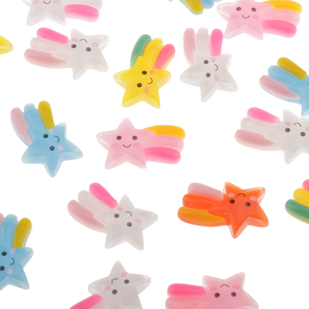 30 Pieces Slime Charms Cute Set Mixed Star Shape Resin Flatback Slime Beads Making Supplies for DIY Scrapbooking Crafts