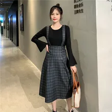 Новое Стильное вязаное платье-сарафан комплект из двух предметов, большой размер, осенне-зимнее платье изящное платье, детская одежда