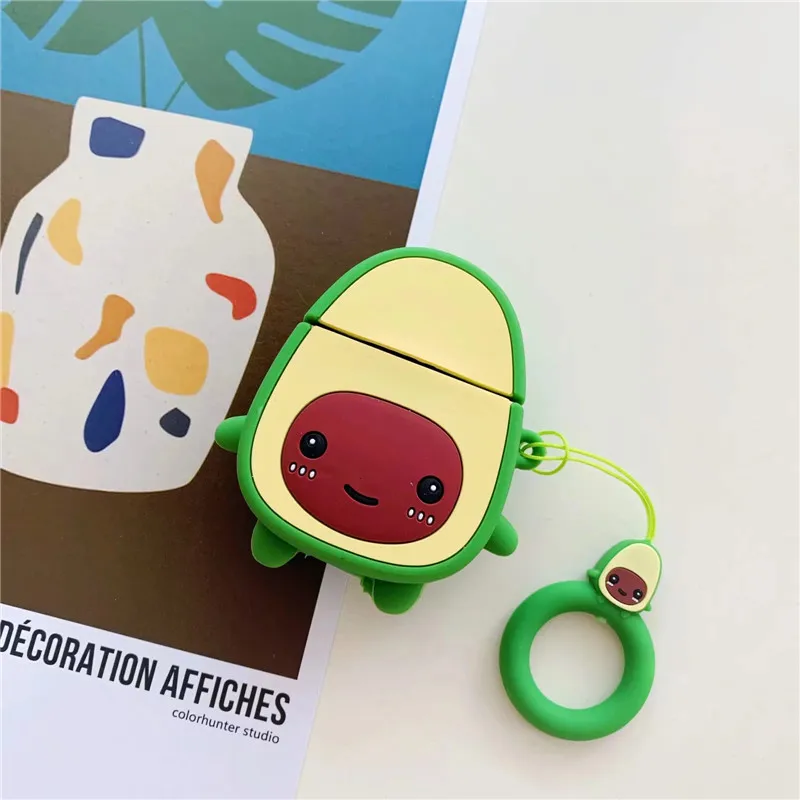 smile avocado 3D чехол с милой пандой для Apple AirPods 2 Силиконовый чехол для наушников для Apple Air Pods с крючками мультяшный чехол с пандой s Hoesje - Цвет: smile avocado