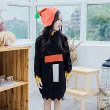 Новое осенне-зимнее платье-свитер для девочек, платье средней длины в стиле пэчворк для маленьких девочек, модное повседневное детское платье для девочек,#8209