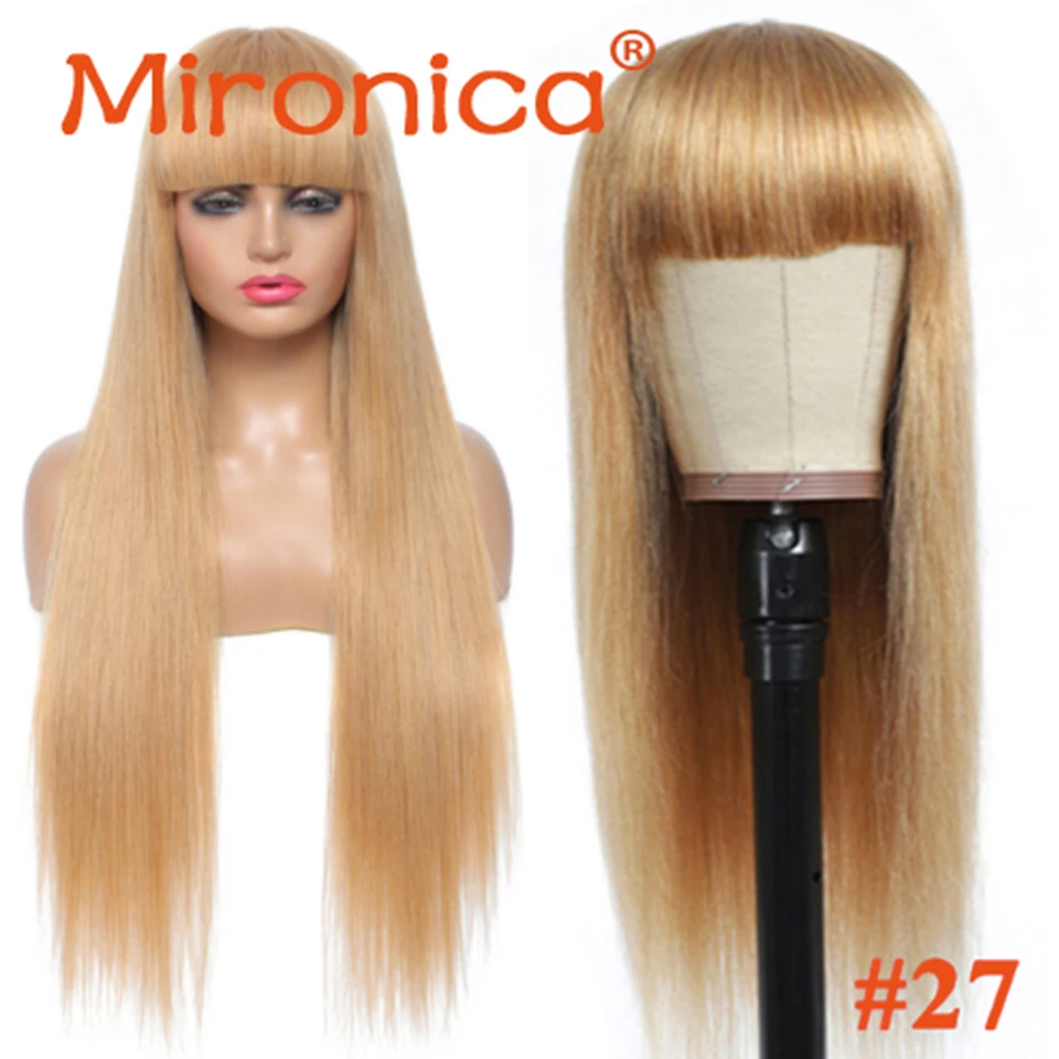 Brasileiras do Cabelo Humano com Franja para a Máquina Perucas Retas Completa Preta Feita 4 99j 27 33 8-24 Polegada 100% Remy Cabelo 5 Apliques e perucas
