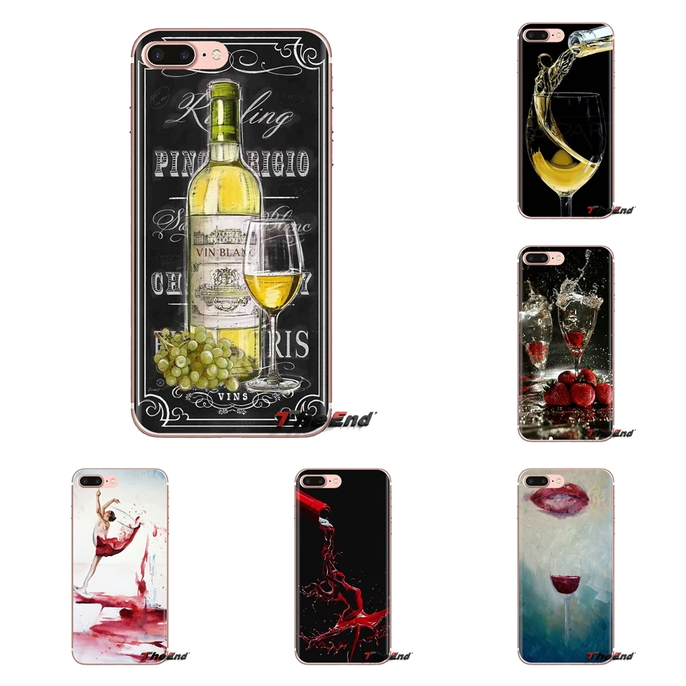 

For Samsung Galaxy S2 S3 S4 S5 MINI S6 S7 edge S8 S9 Plus Note 2 3 4 5 8 Coque Fundas Transparent Soft Cases Covers Wine Art