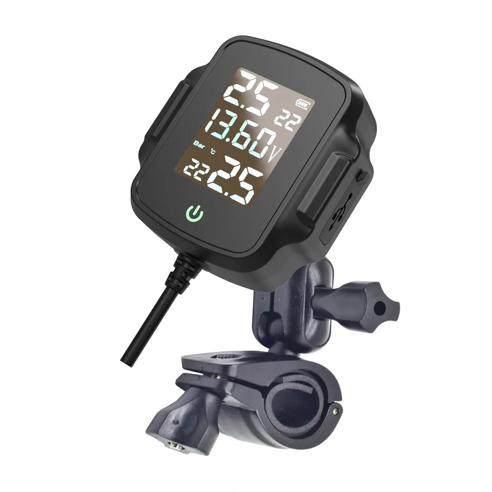 

Tire Pressure Detector Motorcycle Tire Pressure Monitor Monitoring System TPMS Detector with 2 Waterproof External Sensors