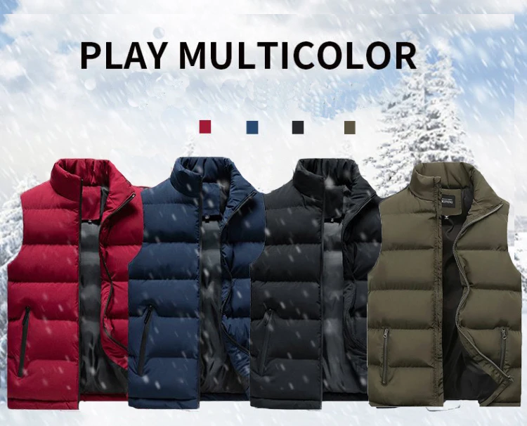 long puffa coat 2022 new autumn and winter men's winter jacket padded stand-up collar solid color cotton vest padded down jacket sleeveless S-5X rab down jacket