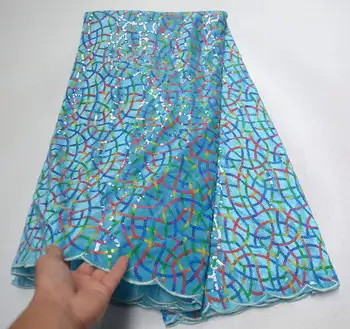 

Latest Sky Blue Mesh Nigerian Tulle Laces Fabric High Quality Tulle African Velvet lace fabric African French Tulle Lace XDR06