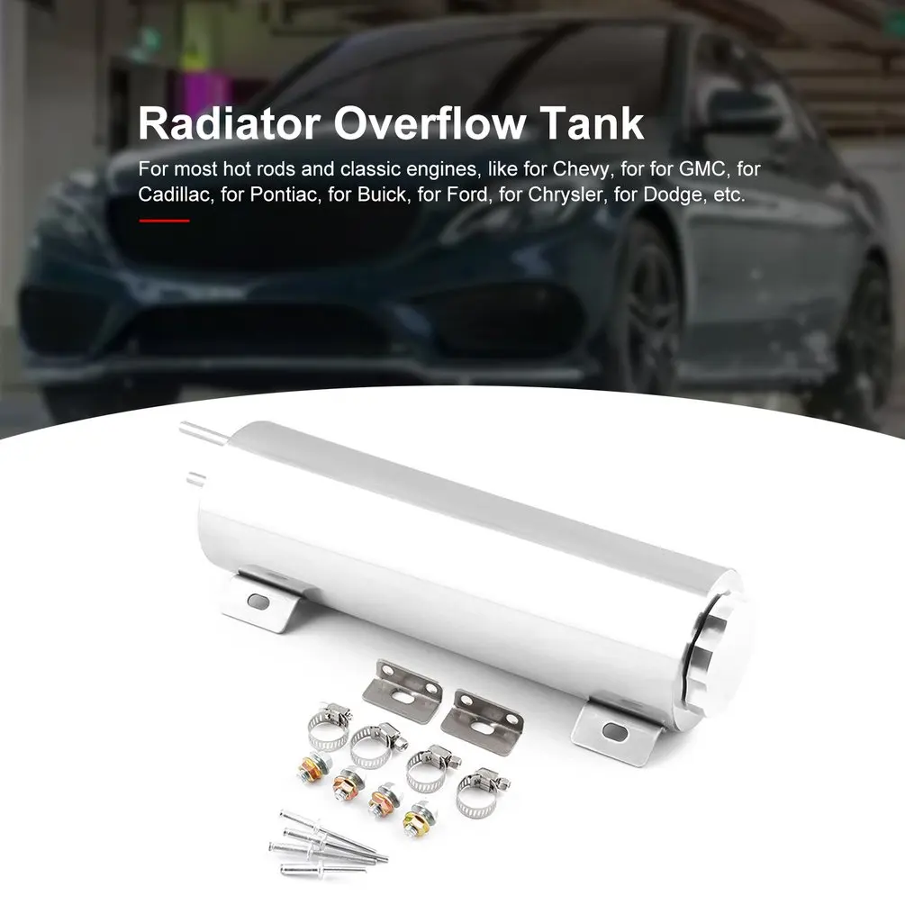 

Polished Stainless Steel 32 Oz Radiator Overflow Tank Bottle Catch Can Car Modification Radiator Cooling Water Bottle