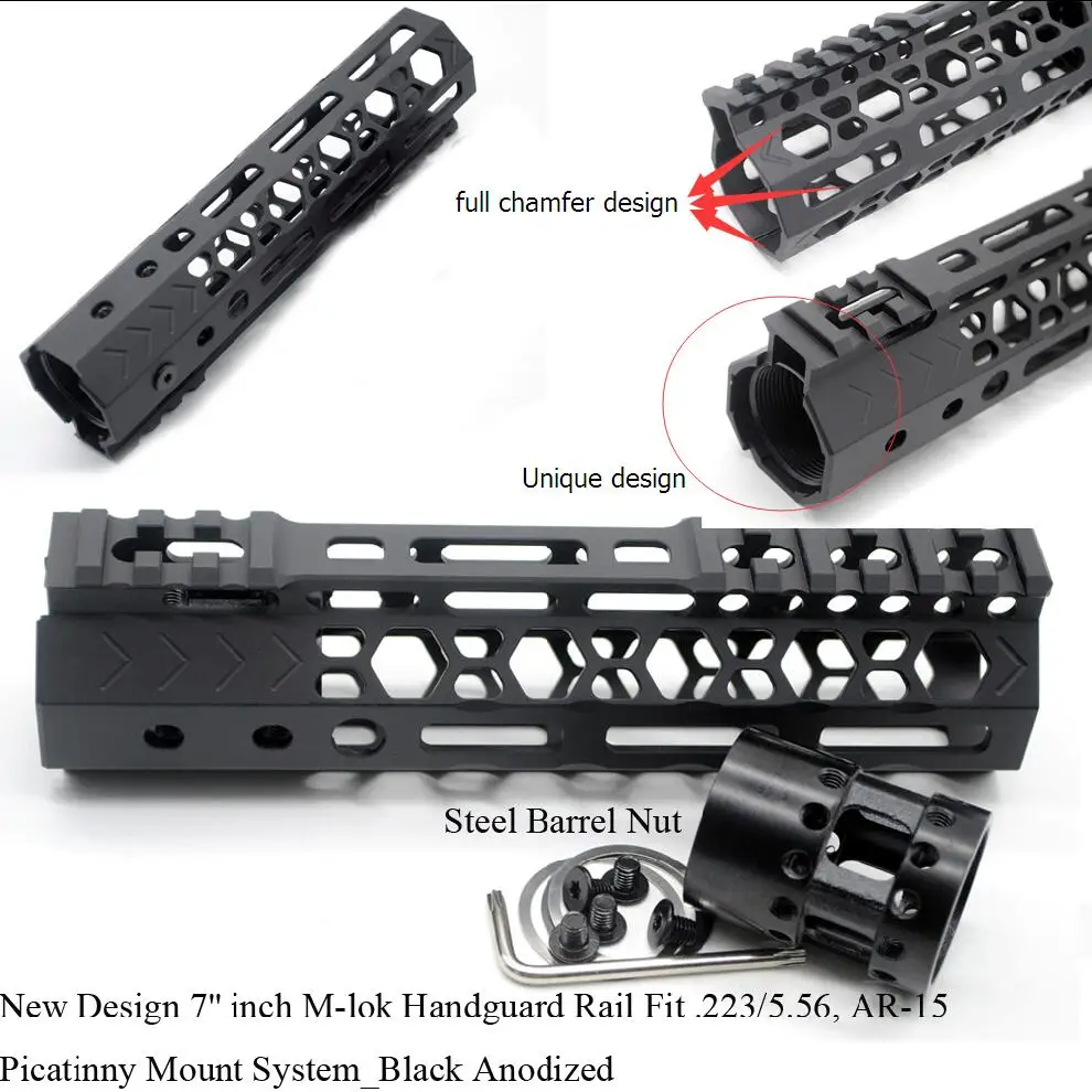 TriRock 7 дюймов M-lok Handguard реечное трубчатое цевье крепление системы с/без 3 шт Mlok рельсовый профиль