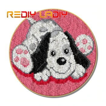 

Latch Hook Rug Sleeping Dog Crocheting Carpet Rug Acrylic Yarn Pre-Printed Canvas Cushion Mat Crochet Tapestry Latched Hook Kits