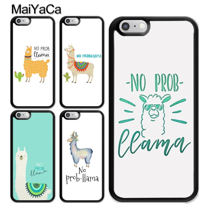 No Prob Llama Quote Case For iPhone 13 Pro Max 12 Mini 11 MAX X XR XS SE 2020 6S 7 8 Plus Cover | Мобильные телефоны и
