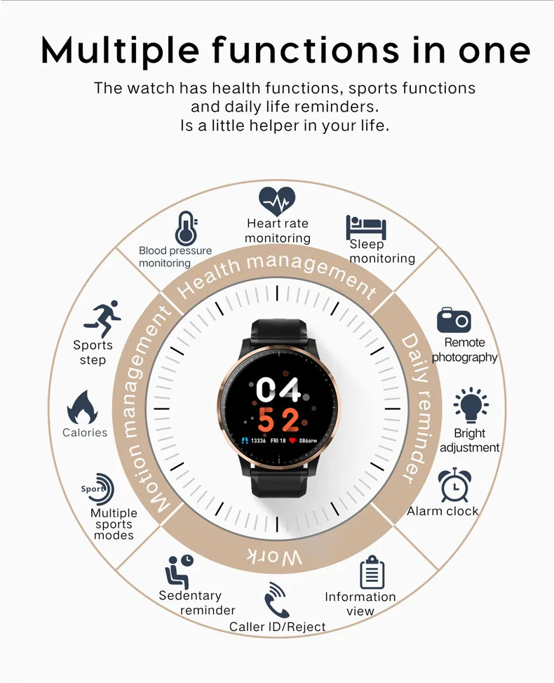 Lerbyee фитнес-трекер Q20 монитор сердечного ритма кровяное давление Водонепроницаемый Смарт браслет полный экран сенсорный монитор сна смарт-браслет для мужчин и женщин управление музыкой Смарт наручные часы модные спортивные для iOS Android