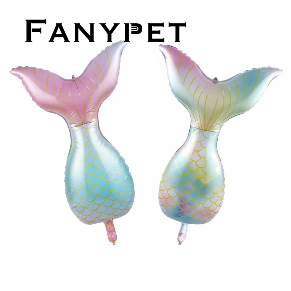

50pcs 85*52cm Rainbow color Mermaid tail Foil Balloons Cartoon Fish tail Ballons Birthday baby shower sea theme Party Decoration