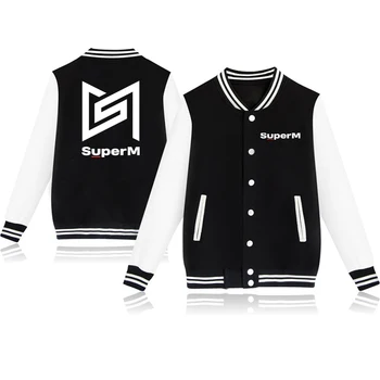 

SuperM 2019 Baseball Uniform Kawaii Jackets and Coats Autumn Casual Baseball Jacket Women Men Harajuku O Neck Sportswear