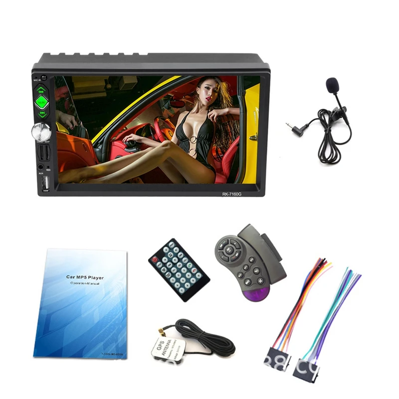 Автомагнитола 2 Din автомагнитола 7 дюймов Автомобильный fm-радио HD 1080P gps навигация Fm Bluetooth Мультимедиа Видео плеер с микрофоном Remo