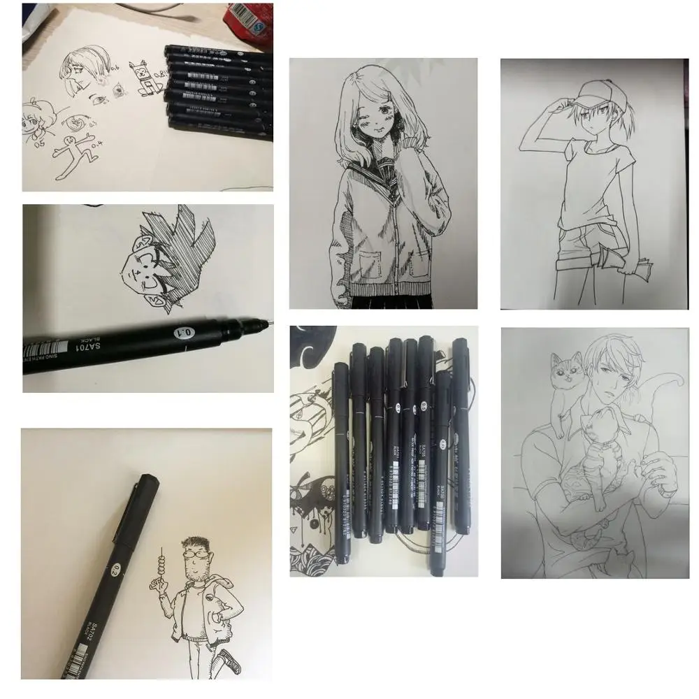 8pcs Multi Nib Ef Fine Liner Pen For Drawing Sketching Outline Marker  Cartoon Manga Art Supplies Pigment Ink Water Proof F984 - Gel Pens -  AliExpress
