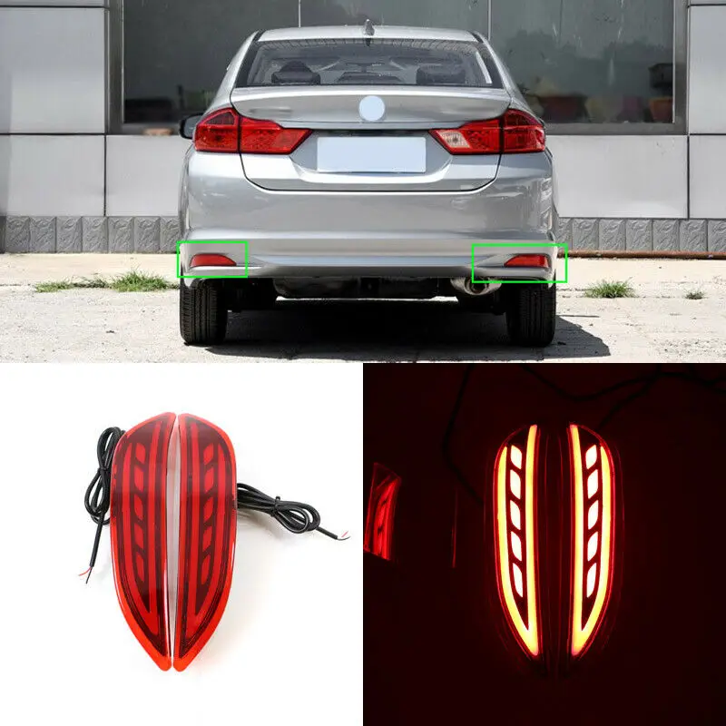 DHBH-1 Набор для Honda City светодиодный светильник заднего бампера s тормозной задний светильник отражатель ходовой дневной ходовой отражатель