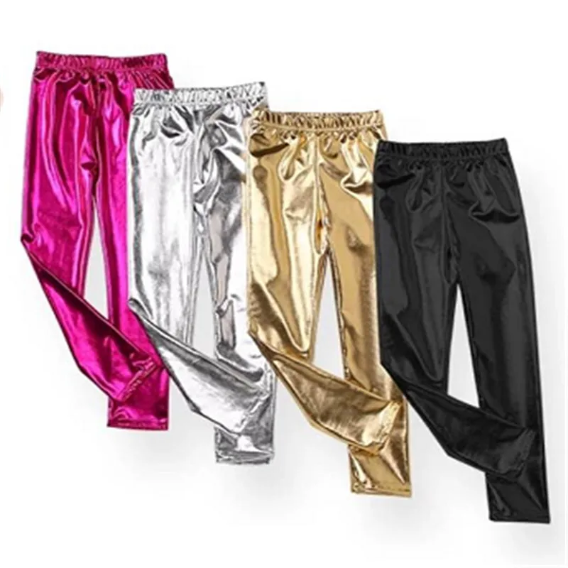

2019 new Stylish Toddler Baby Kids Girl Shiny Pants Meryl Shiny Solid Skinny Leggings long Pants autumn Trousers Age 1-9T