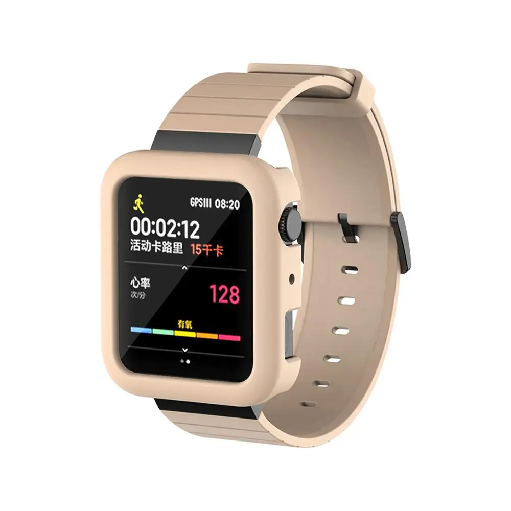 Золото Cakoie подходит для Xiaomi smart watch PC анти-защита от падения Чехол и силиконовый ремешок интегрированный, полые задняя Зарядка дизайн - Цвет: Золото