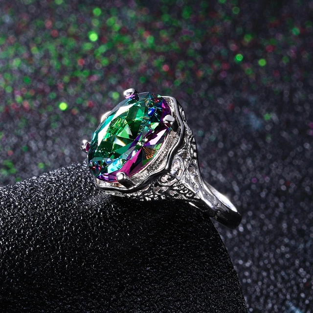 Natural Green Topaz Ring with Diamonds – Lumi Jewelry
