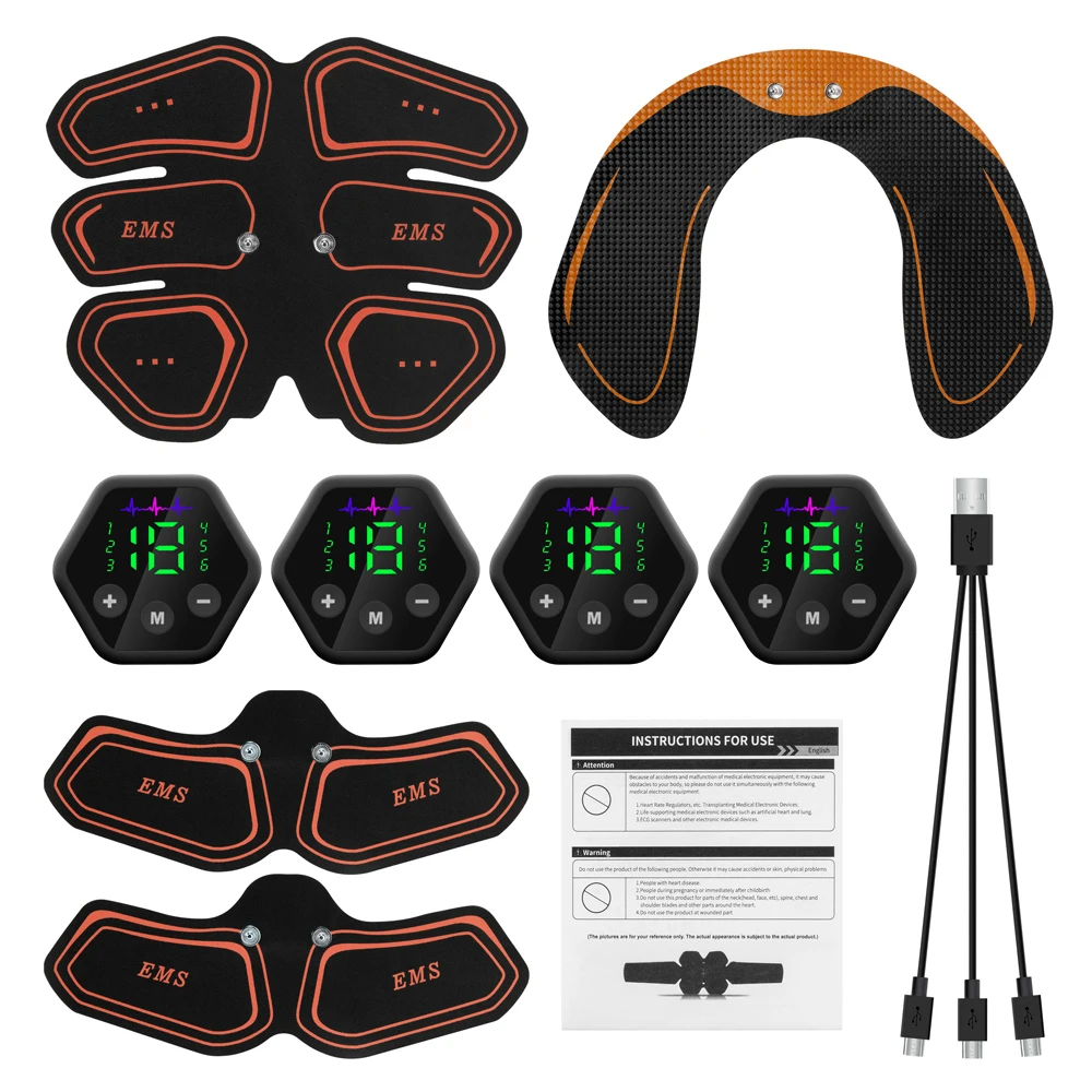 Muscle Stimulator EMS Abdominal Hip Trainer LCD Display Toner USB Abs Fitness Training  Home Gym Body Slimming Waist Trainer heating ems abdominal muscle stimulator trainer usb connect abs fitness equipment training gear muscles electrostimulator toner