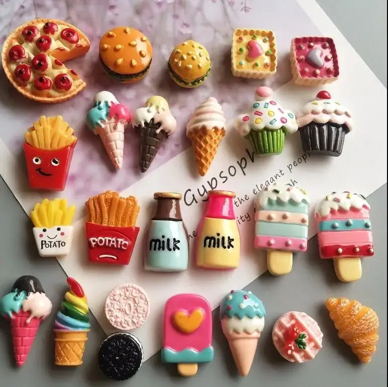 10Pcs Personalized Creative 3D Refrigerator Stickers Magnets INS Magnetic Decorative Food Set Of Cute | Дом и сад